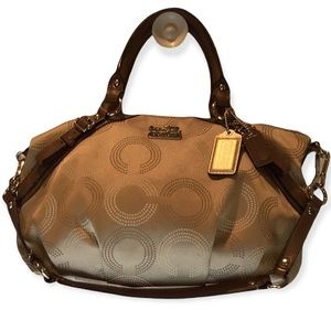 Coach Madison dotted Tan/Beige Satchel handbag
